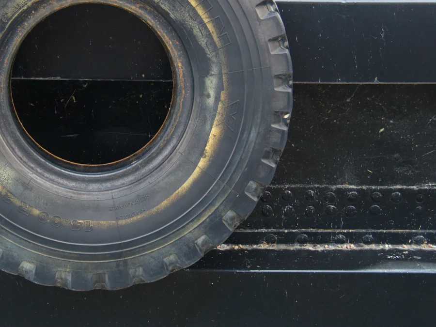 Close-up of a heavy-duty tyre tread